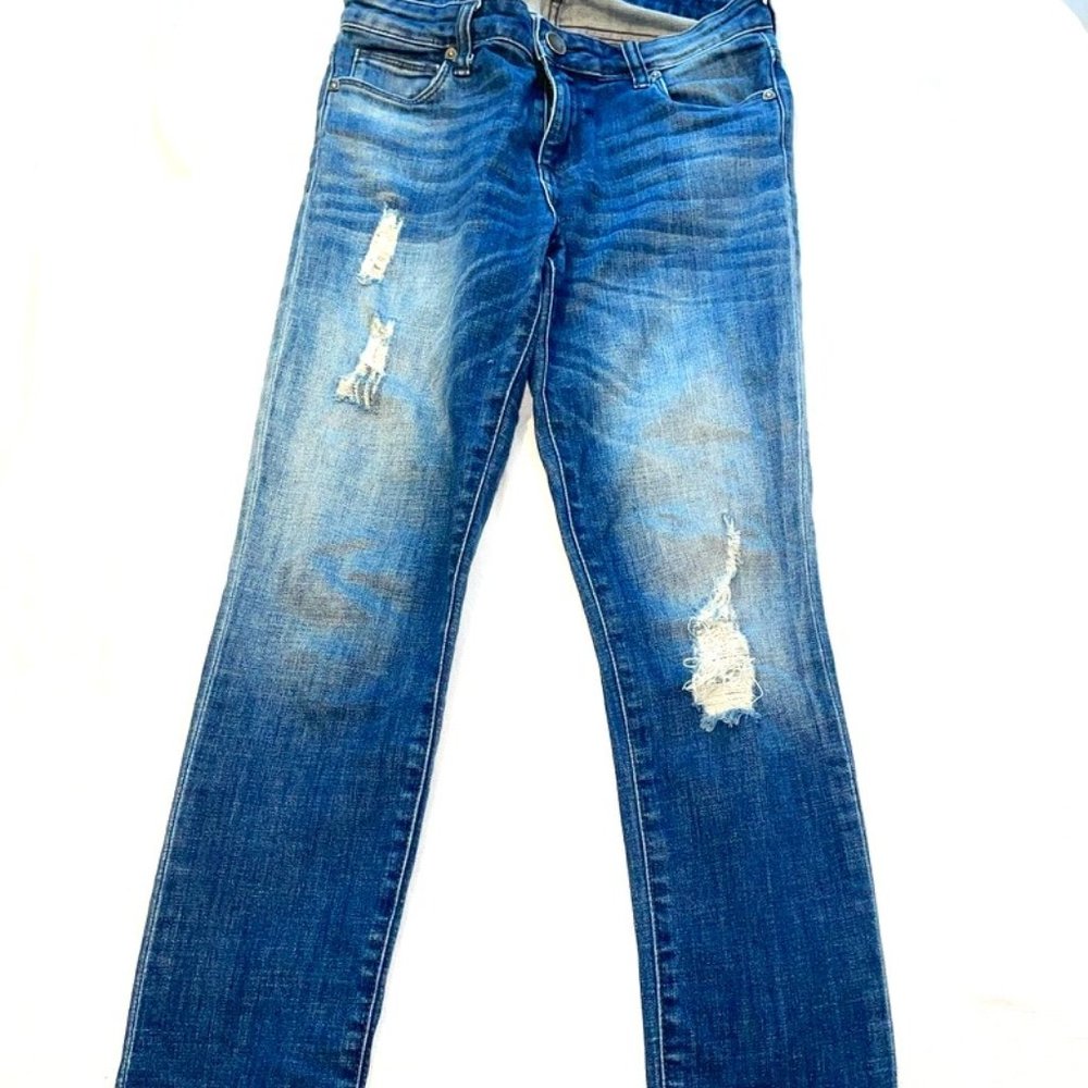 Kut from the Kloth straight leg distressed denim jeans, size 2 (fits like a 4)
